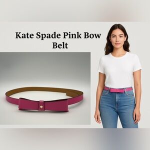 Kate Spade Pink Bow Vegan Belt Size L NWT
